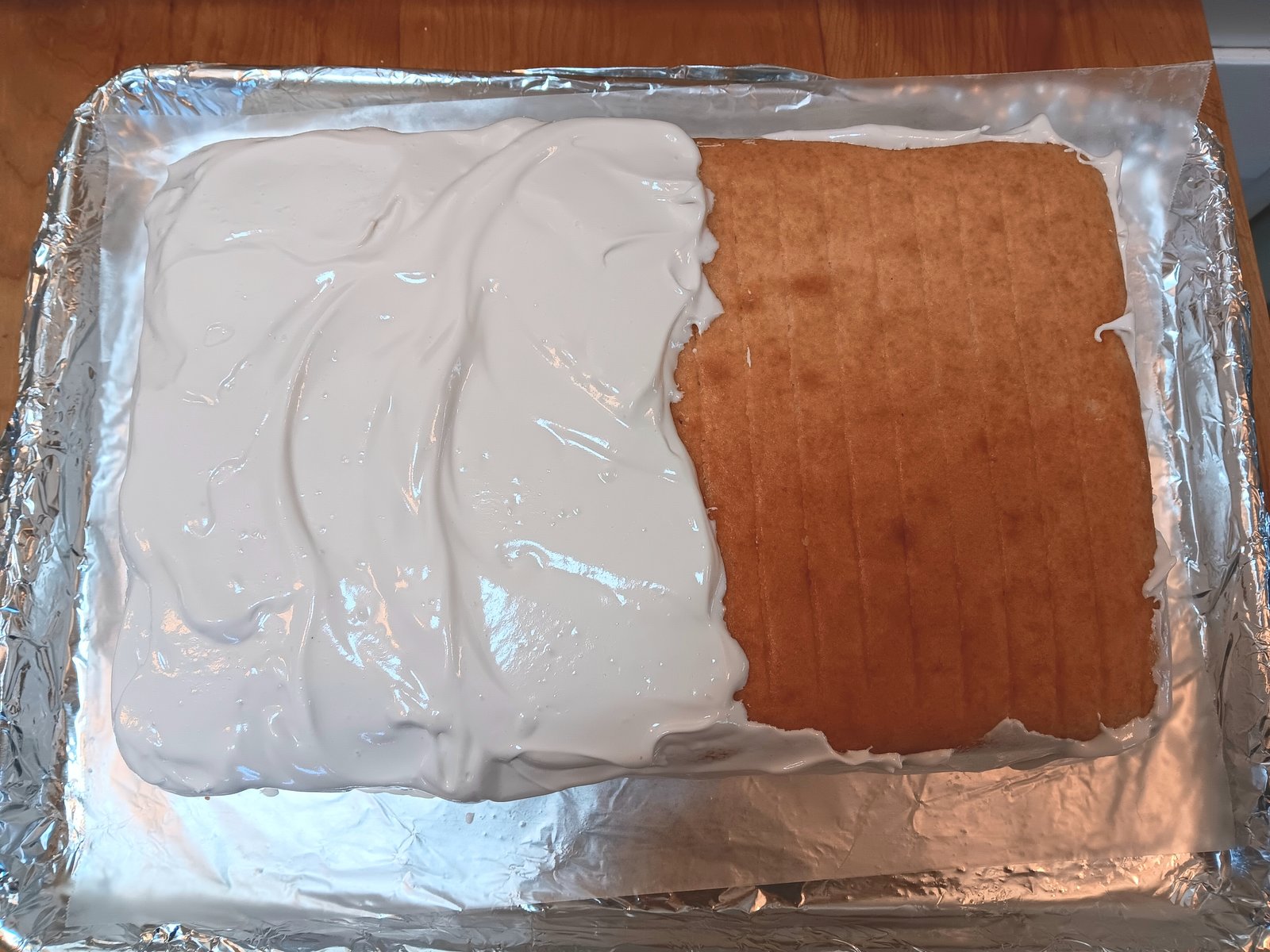 Half frosted Royal Hawaiian cake