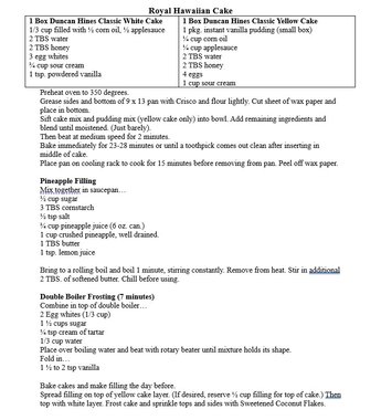 Recipe for Royal Hawaiian Cake
