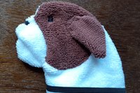 Soft, microfiber terry cloth towels cut, sewn, and made in the shape of a dog
