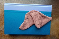 Smudge Dog used as a bookmark.