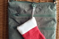 Smudge Stocking hanging on purse