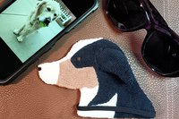 Showing scale of Smudge Dog with two of the many items it can clean and polish: smart phone and eye glasses.