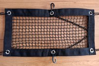 Purse and All Safety Net laid flat to show grommets and carabiners