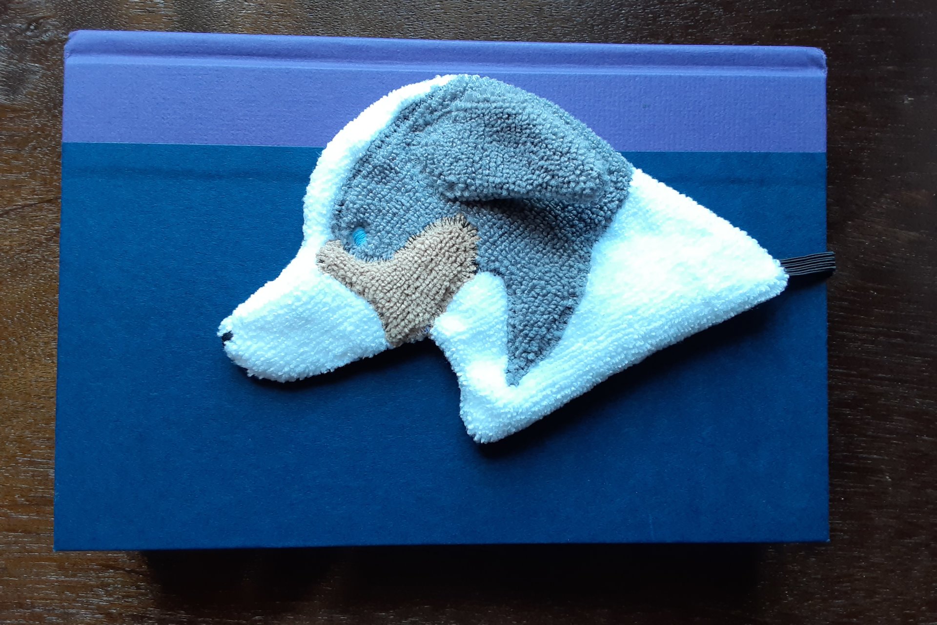 Australian Shepherd used as a bookmark.