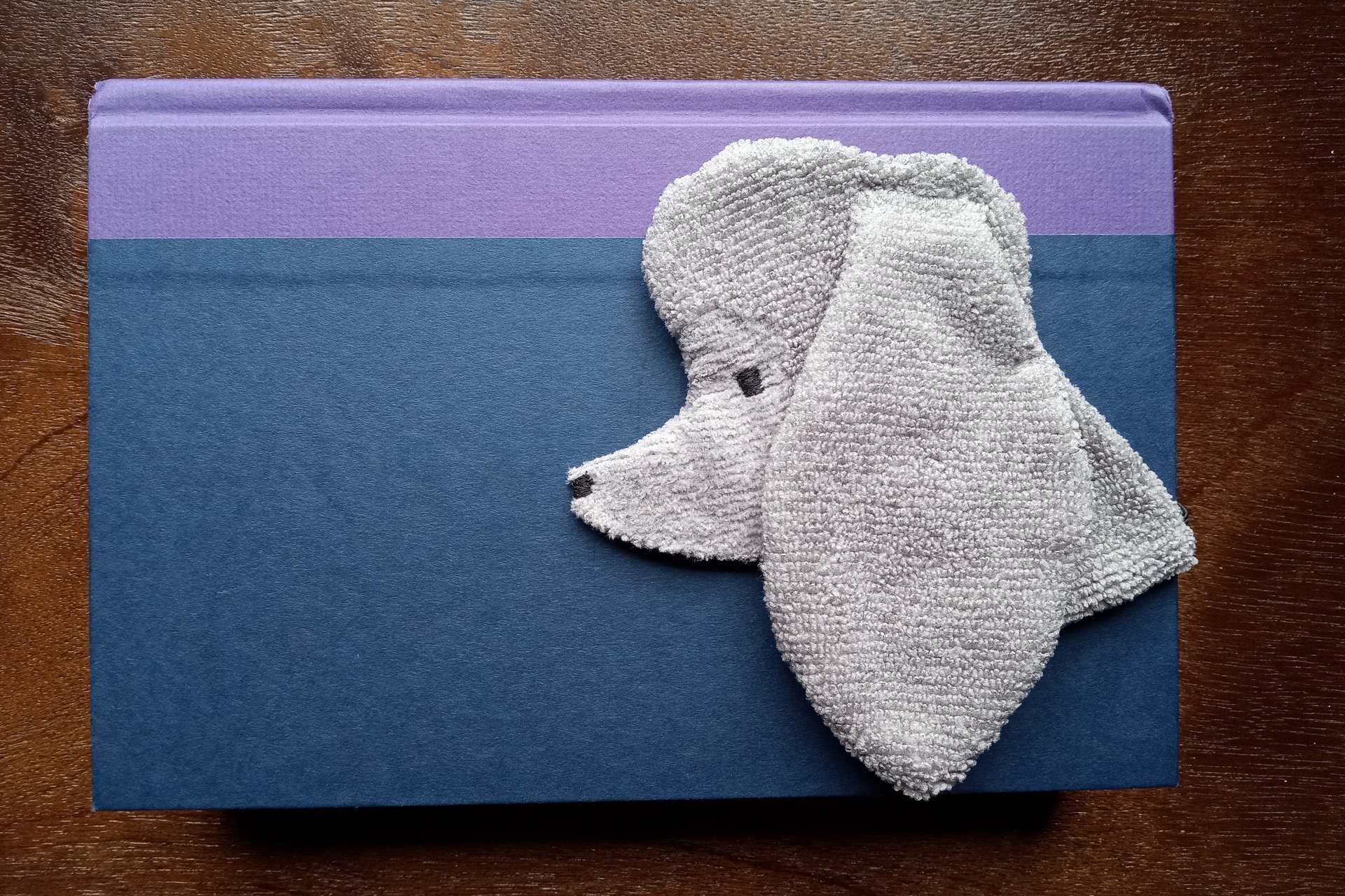 Smudge Dog used as bookmark.