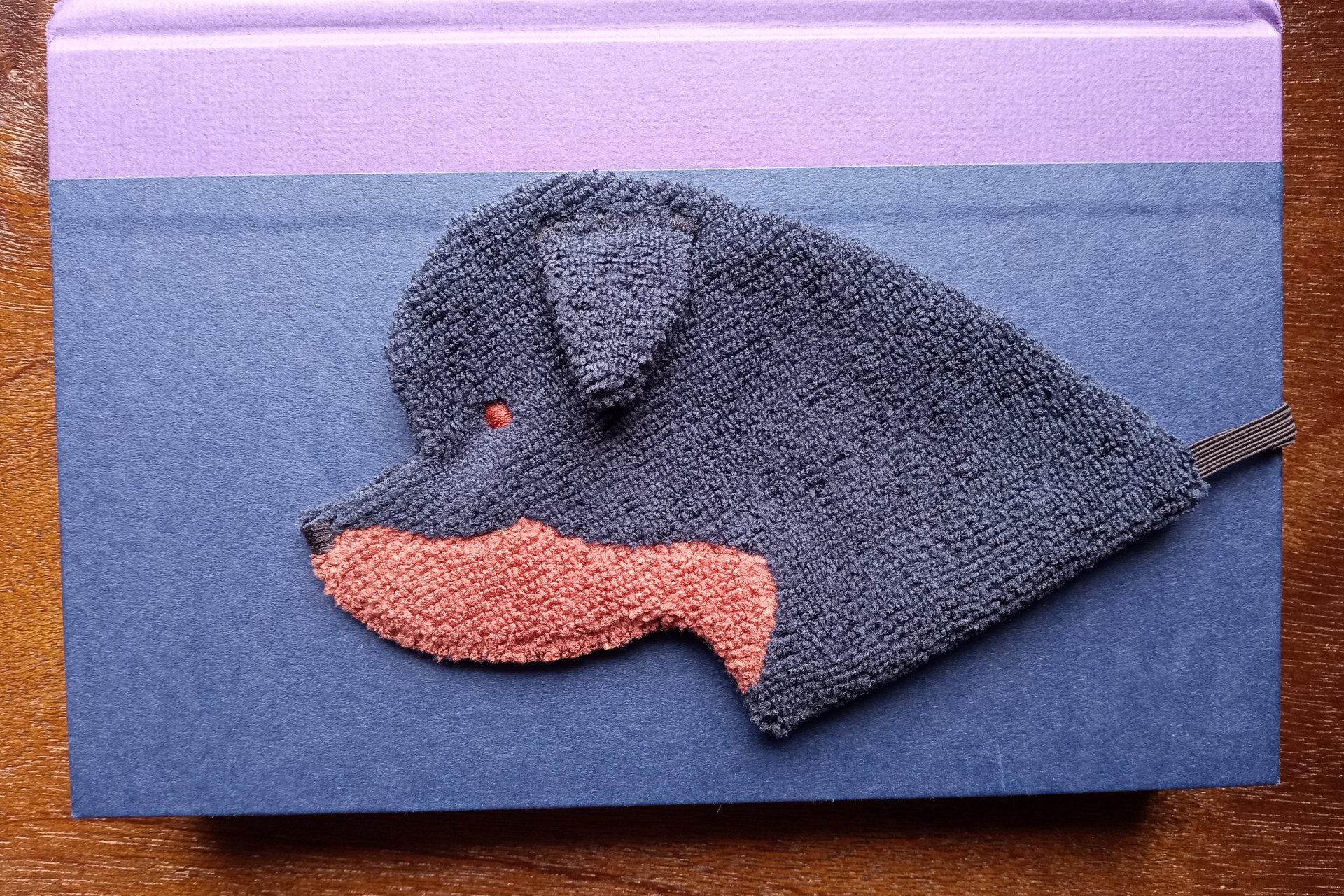 Smudge Dog used as bookmark.