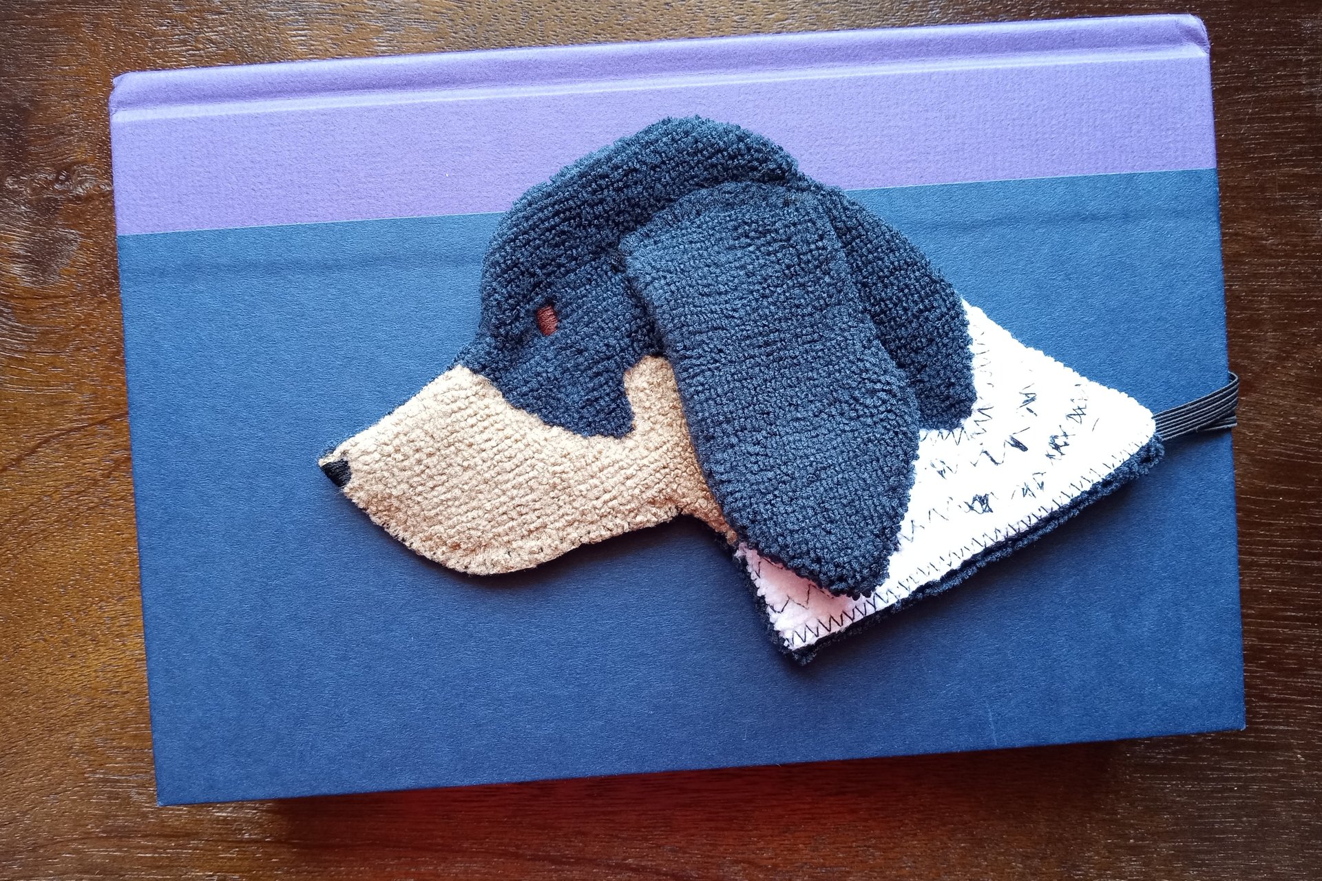Smudge Dog used as bookmark.