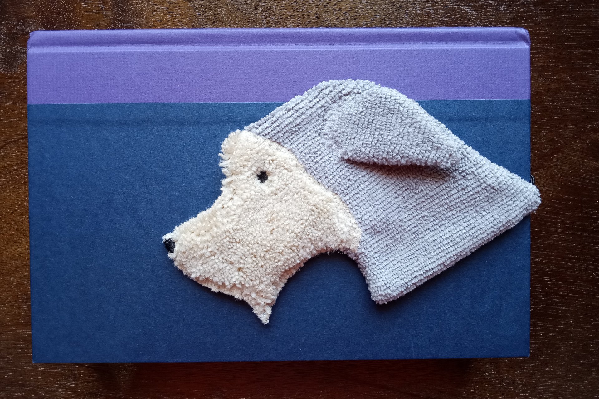Smudge Dog used as bookmark.