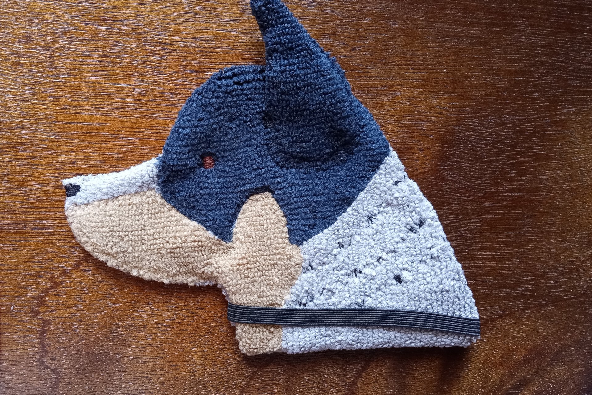 Microfiber shaped towel that looks like an Australian Cattle Dog