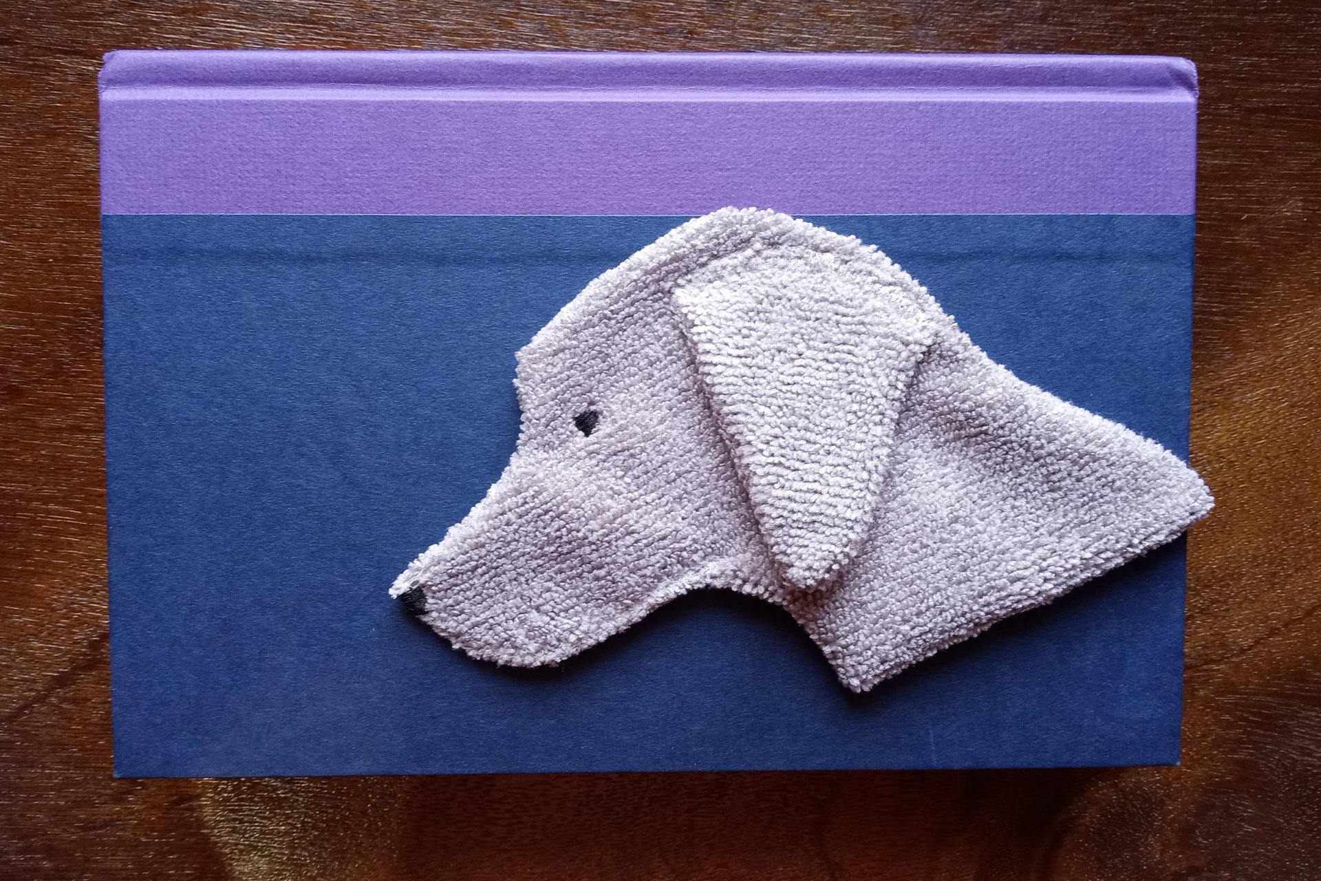 Smudge Dog used as bookmark.