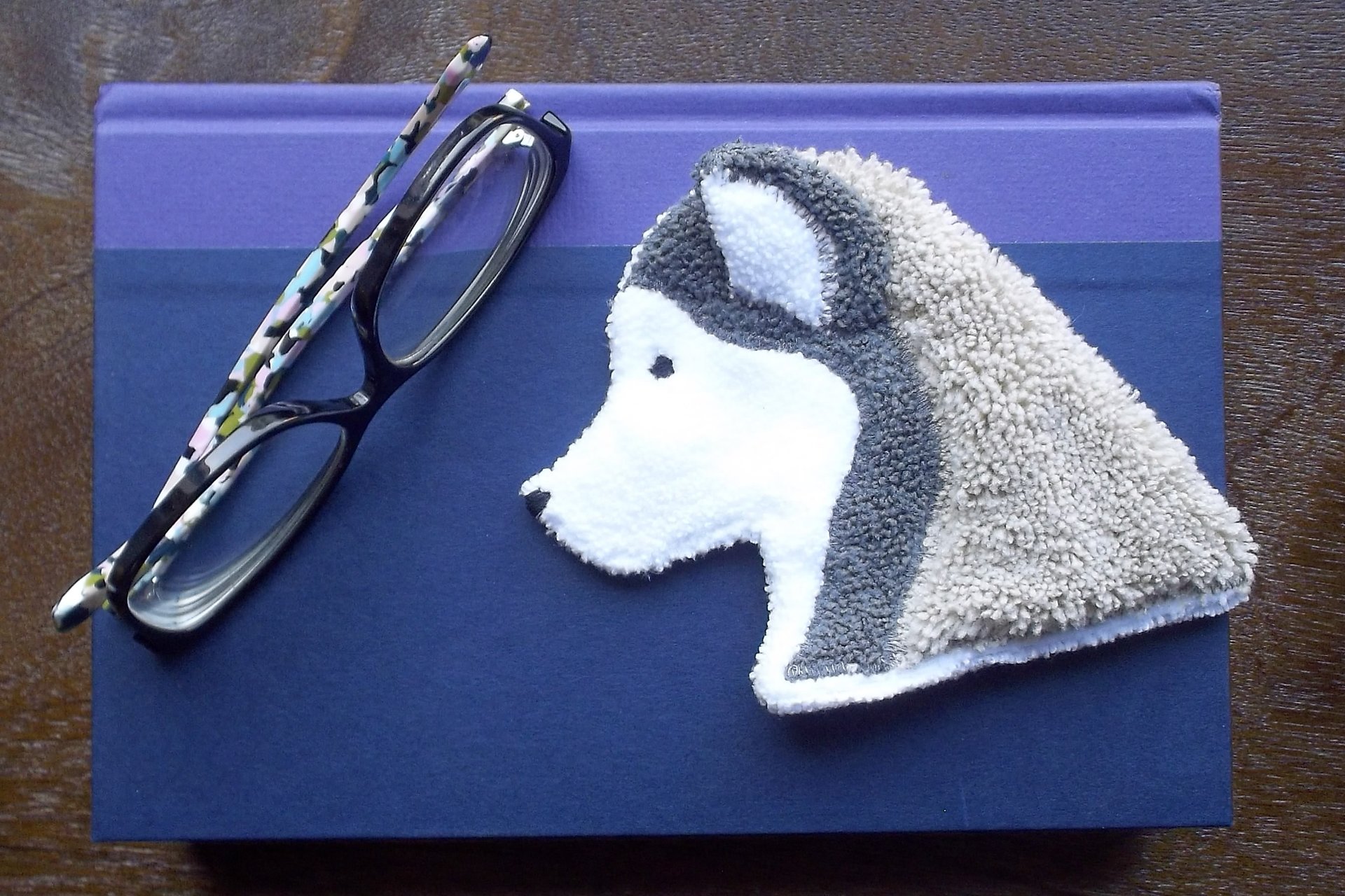 Smudge Dog used as a bookmark.