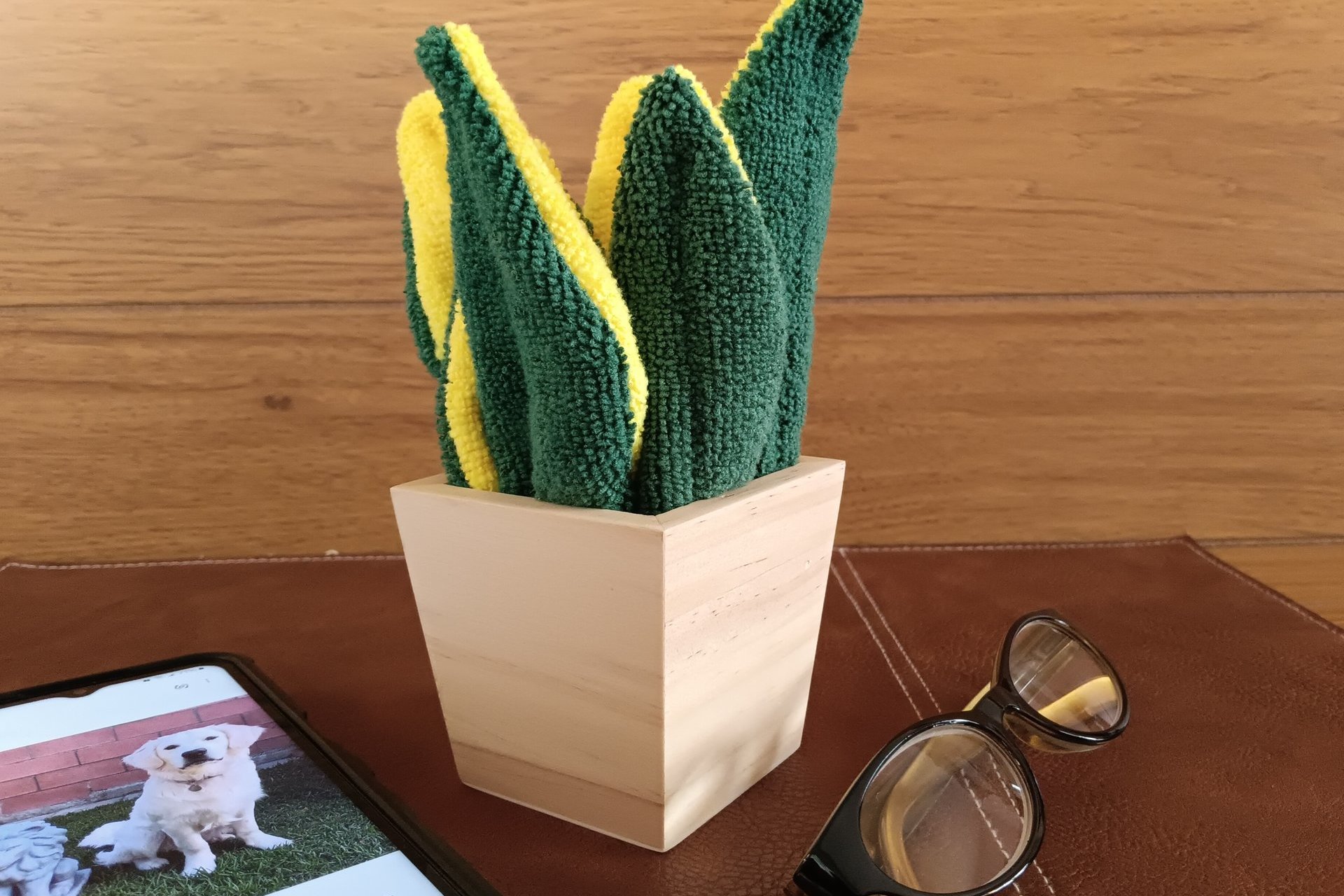 Deluxe Smudge Plant in Wooden Pot, Multipurpose Microfiber Cleaning Cloth