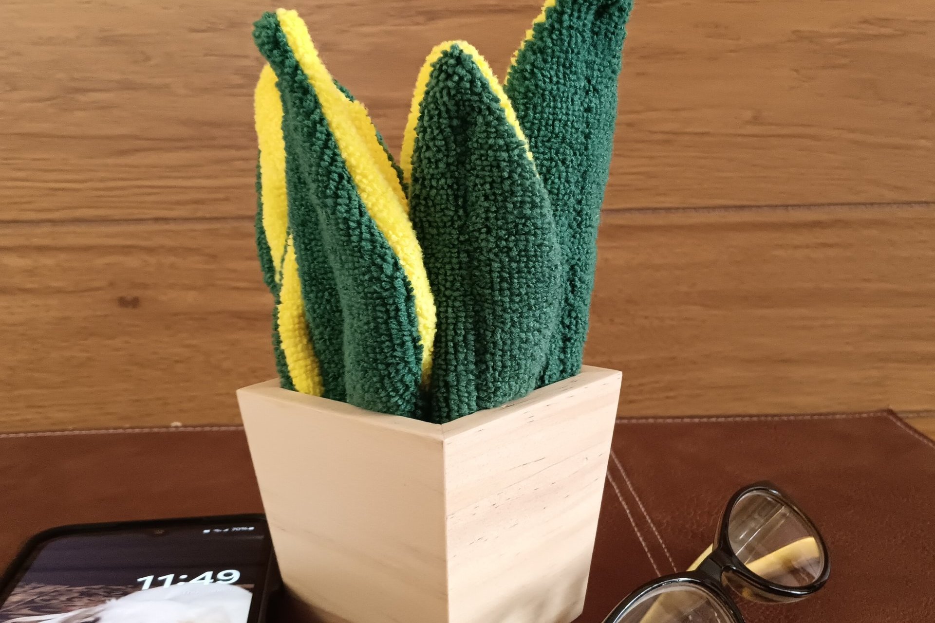 Deluxe Smudge Plant in Wooden Pot, Multipurpose Microfiber Cleaning Cloth