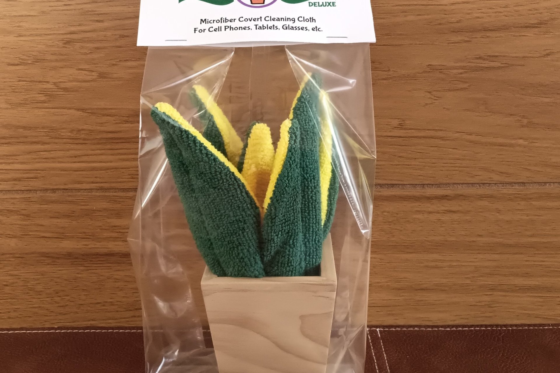 Deluxe Smudge Plant in Wooden Pot, Multipurpose Microfiber Cleaning Cloth