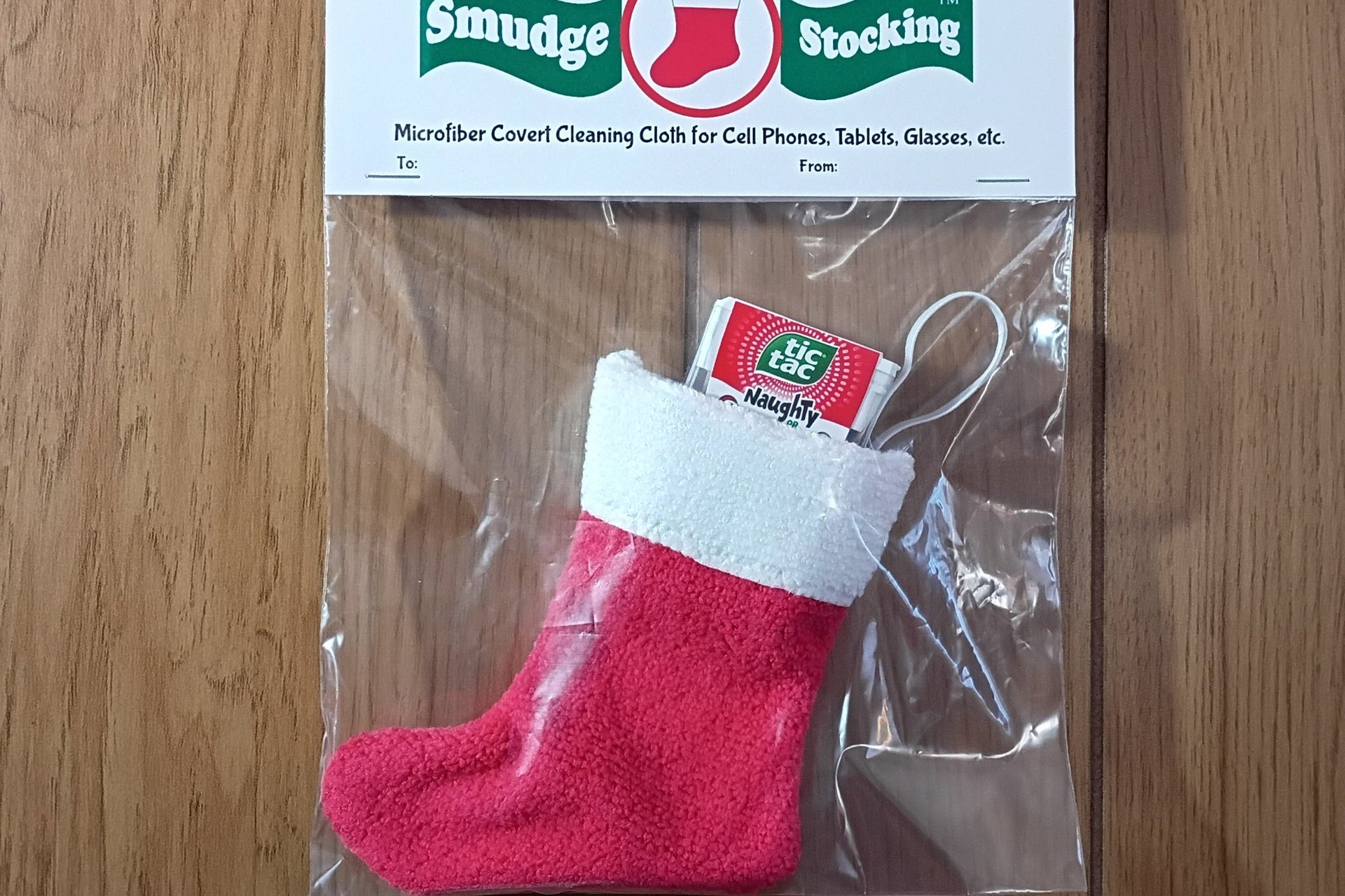 Smudge Stocking Microfiber Covert Cleaning Cloth and Gift Card Holder