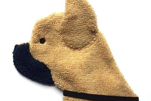 Soft, microfiber terry cloth towels made in the shape of a French Bulldog
