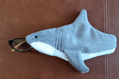 Microfiber Shark Shaped Glasses Case and Cleaner in One